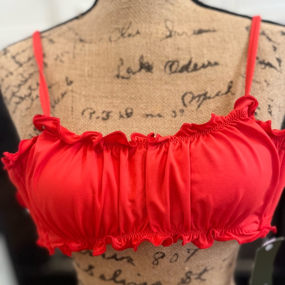 🐣NWT Wild Fable Red Ruffle Bikini Top - Picture 6 of 10